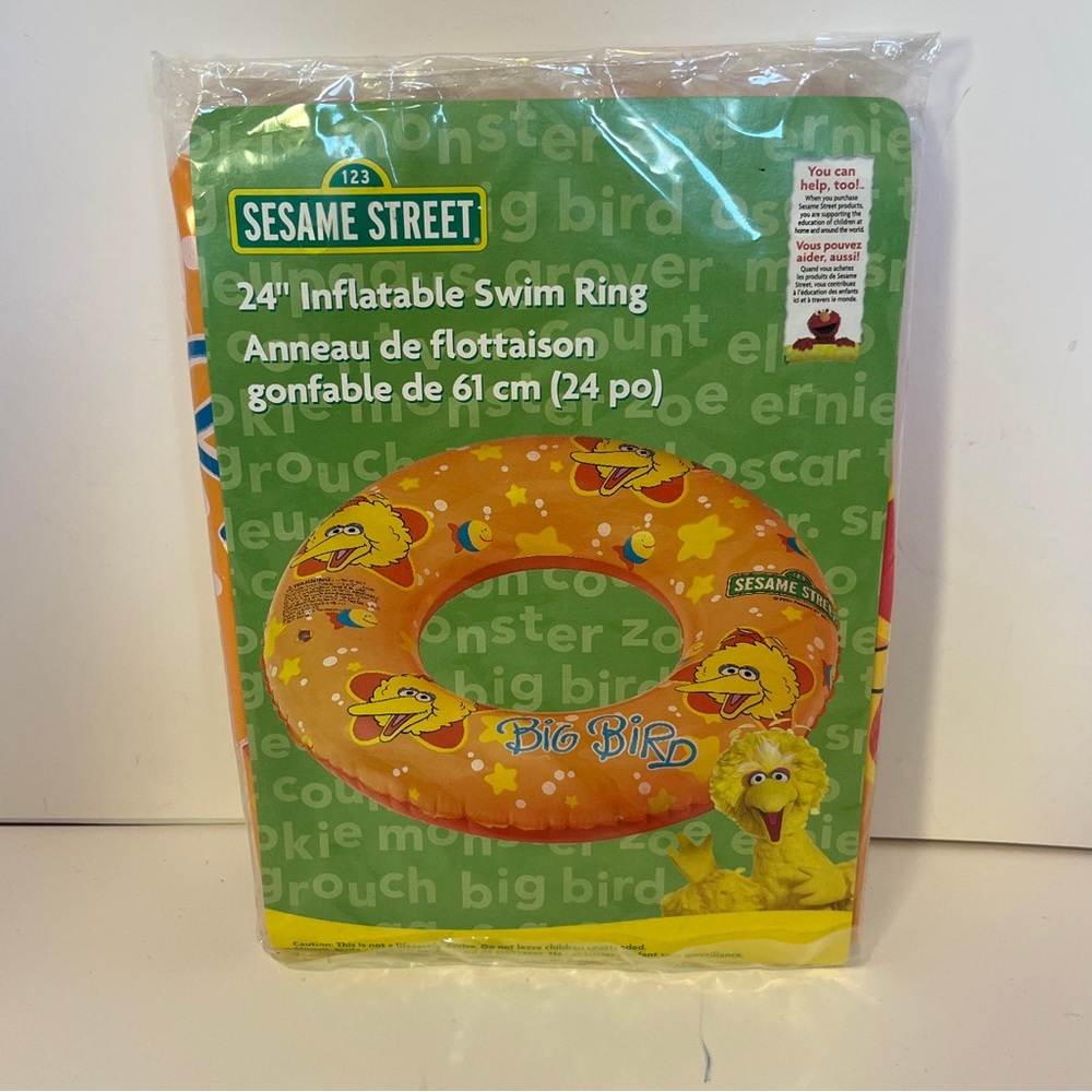 Vintage 2004 Sesame Street Inflatable Swim Ring Big Bird 24" Pool Toy NEW